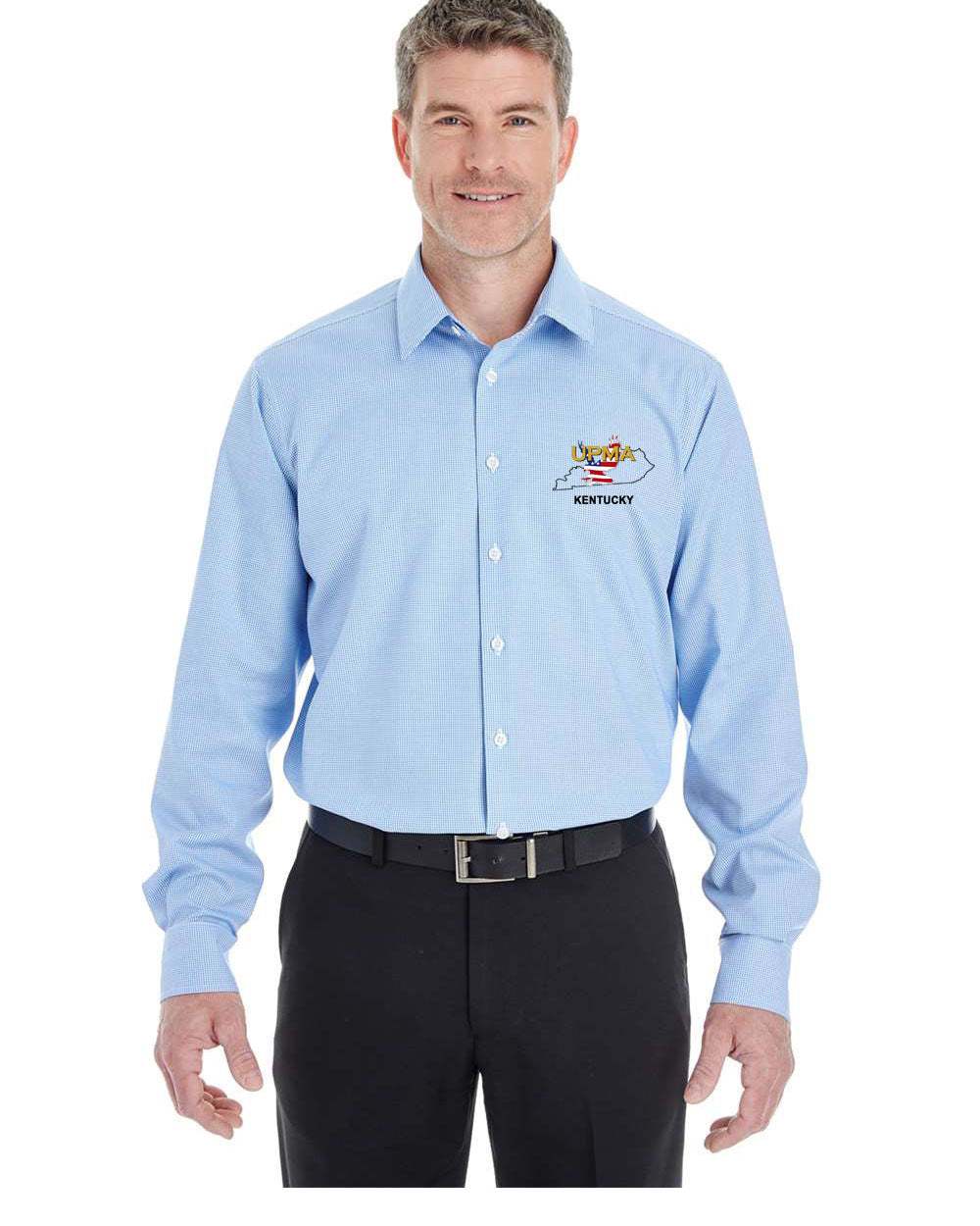 KENTUCKY Logo Embroidered Men's Crown Collection® Broadcloth Woven Dress Shirt