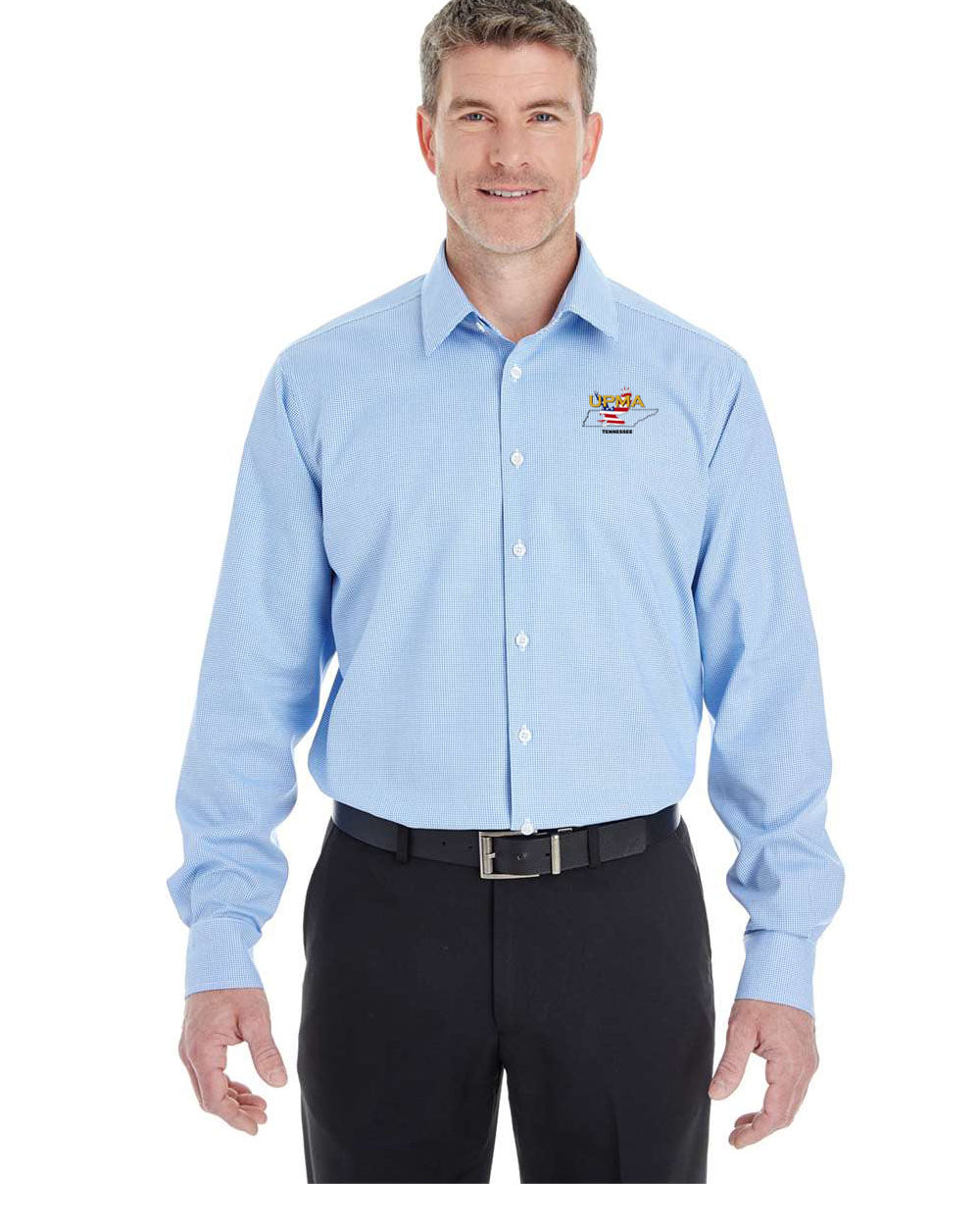 TENNESSEE Logo Embroidered Men's Crown Collection® Broadcloth Woven Dress Shirt
