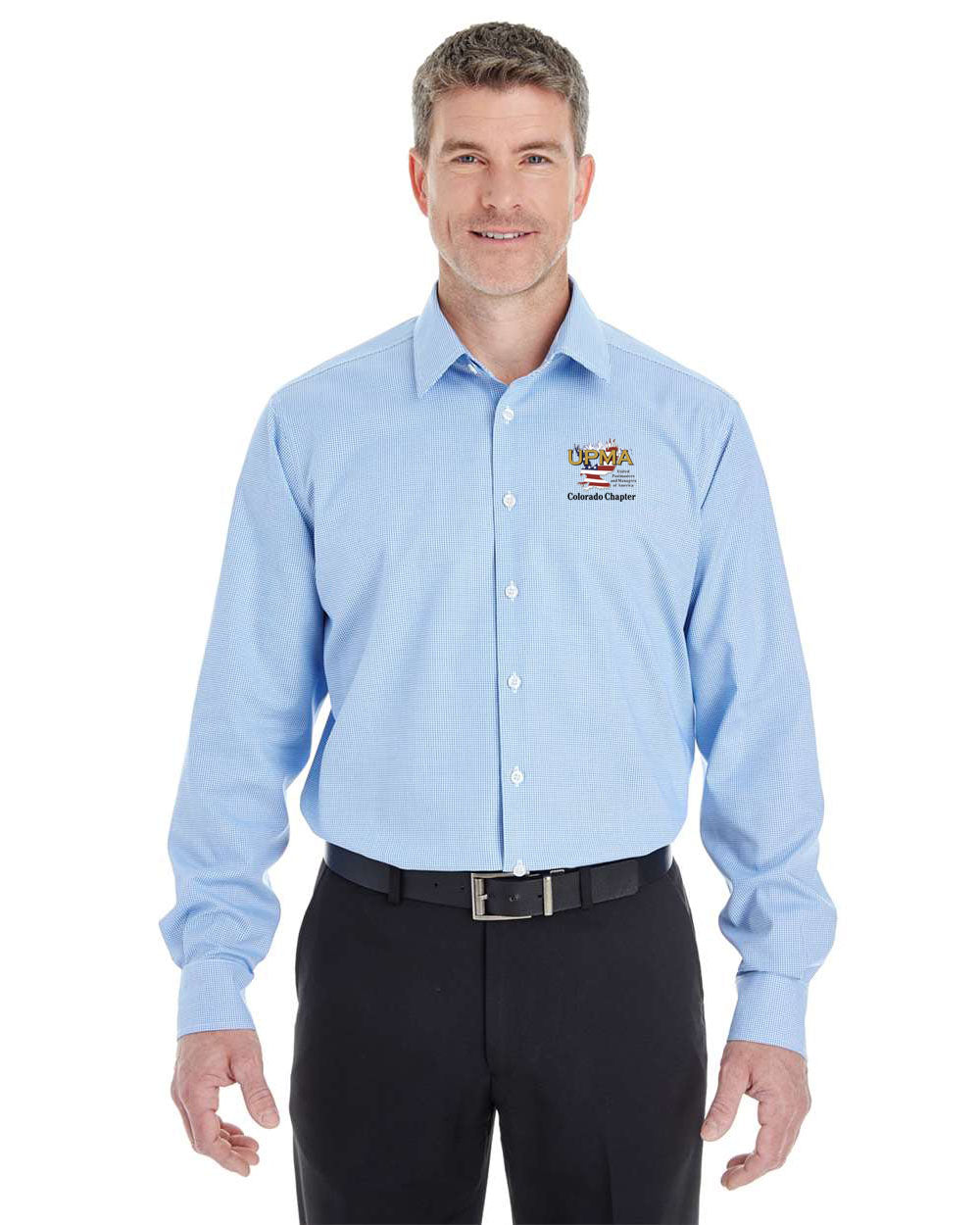 COLORADO Logo Embroidered Men's Crown Collection® Broadcloth Woven Dress Shirt