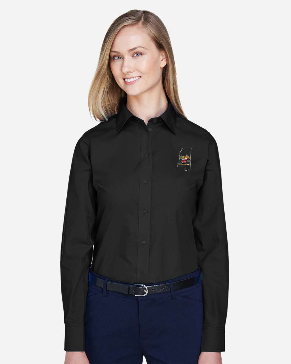 MISSISSIPPI Logo Embroidered Women's Crown Collection® Broadcloth Woven Dress Shirt