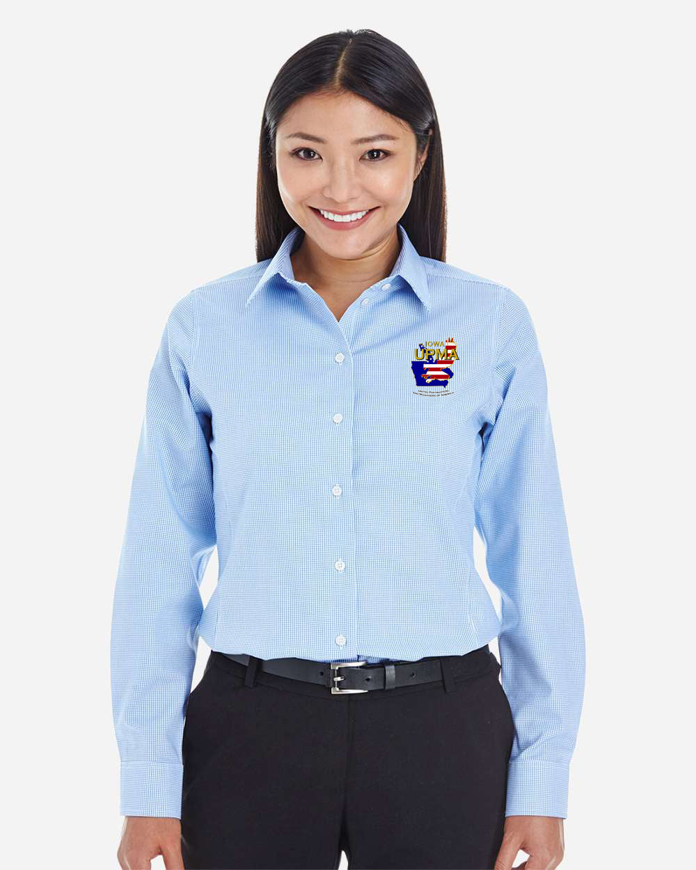 IOWA LOGO Embroidered Women's Crown Collection® Broadcloth Woven Dress Shirt