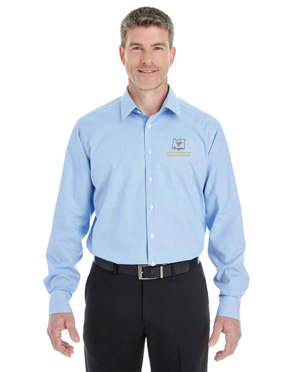 OREGON Logo Embroidered Men's Crown Collection® Broadcloth Woven Dress Shirt