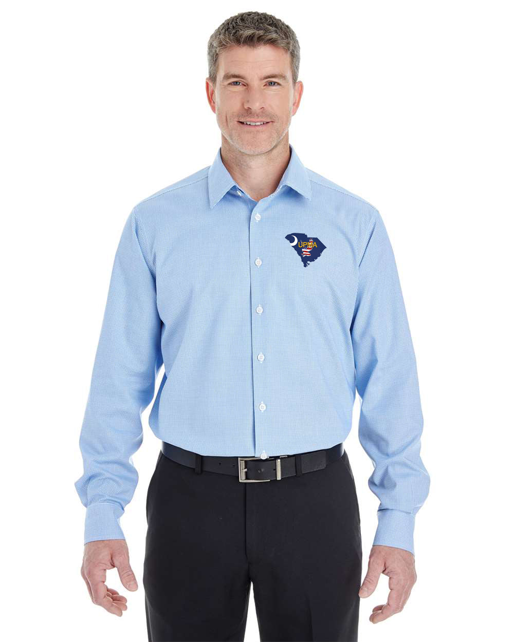 SOUTH CAROLINA Logo Embroidered Men's Crown Collection® Broadcloth Woven Dress Shirt