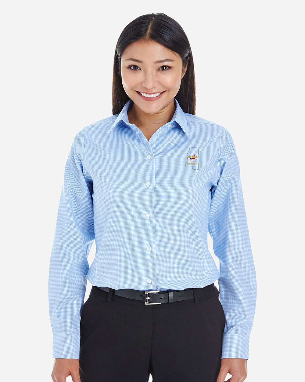 MISSISSIPPI Logo Embroidered Women's Crown Collection® Broadcloth Woven Dress Shirt