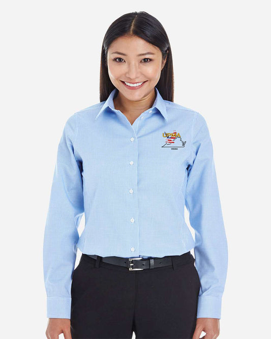 VIRGINIA Logo Embroidered Women's Crown Collection® Broadcloth Woven Dress Shirt