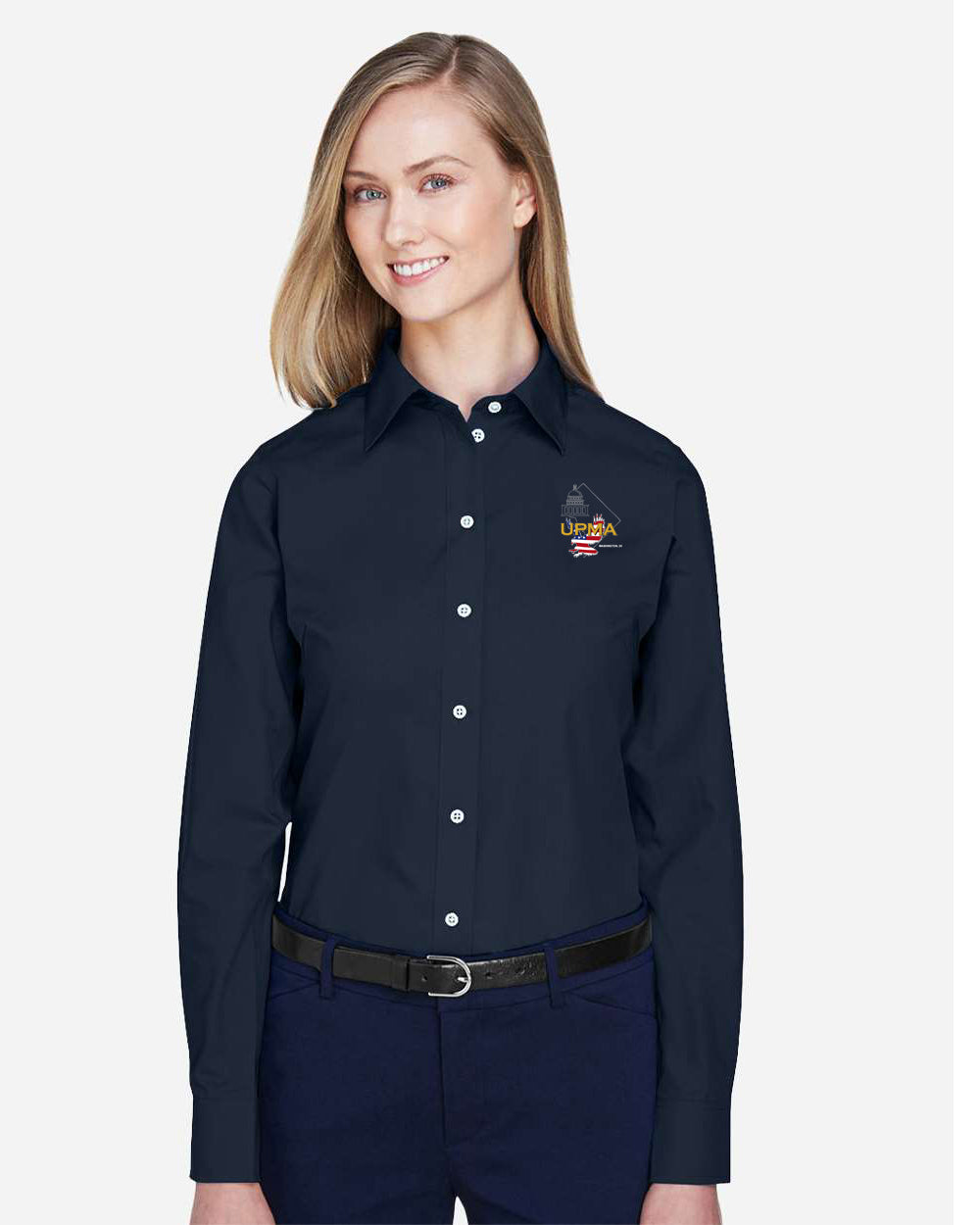 WASHINGTON DC Logo Embroidered Women's Crown Collection® Broadcloth Woven Dress Shirt
