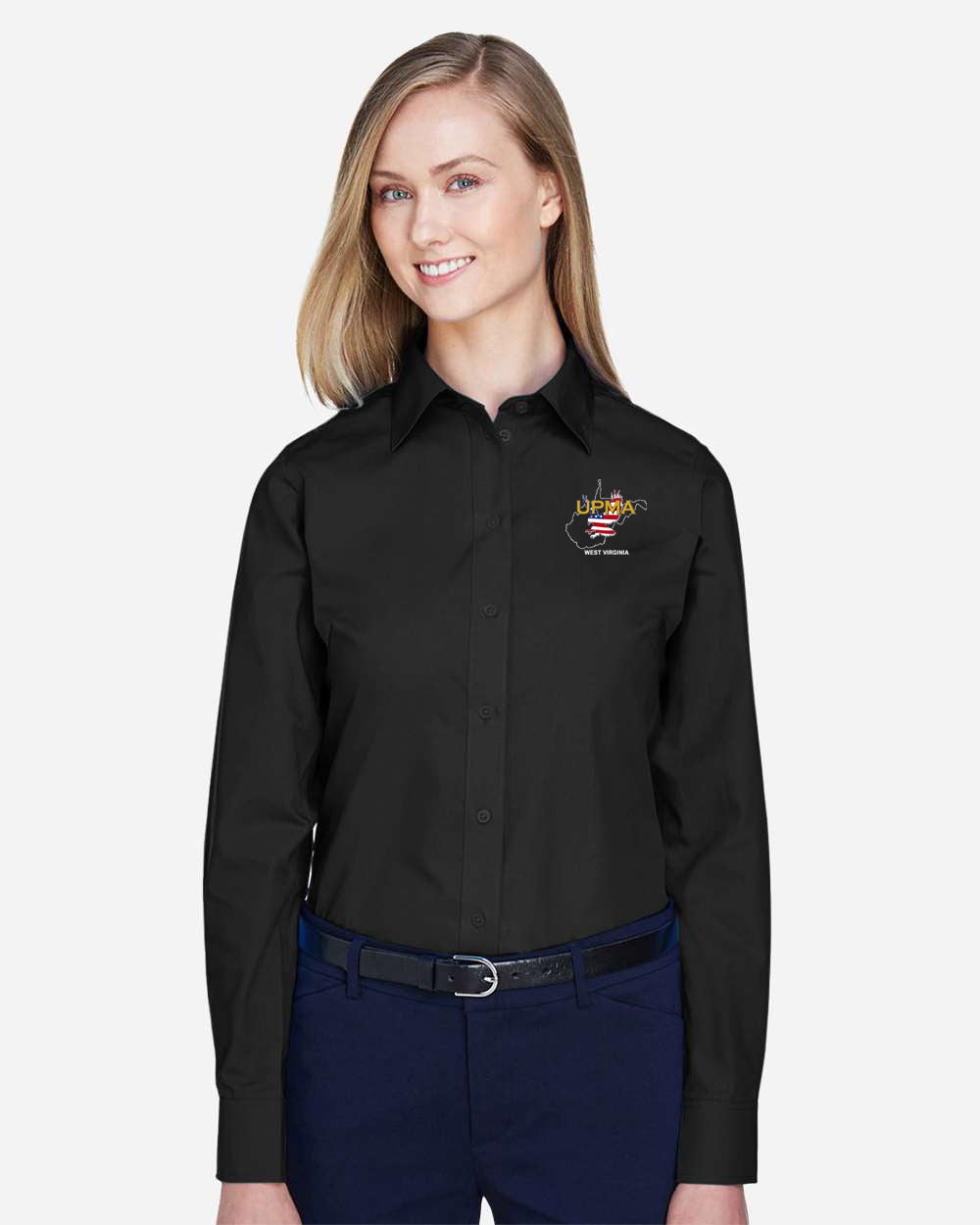 WEST VIRGINIA  Logo Embroidered Women's Crown Collection® Broadcloth Woven Dress Shirt