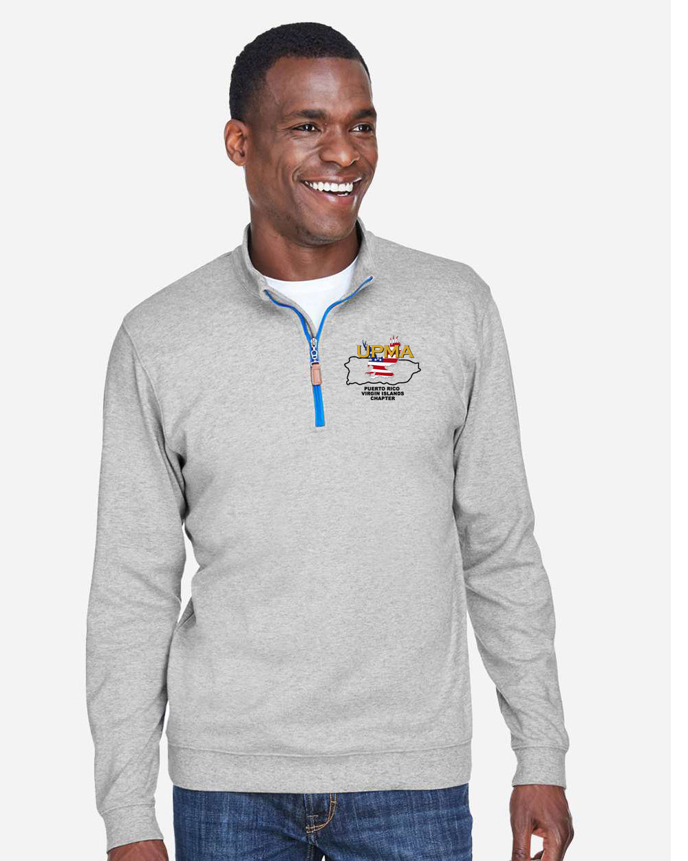 PUERTO RICO VIRGIN ISLANDS  State Logo Men's Embroidered Performance Quarter-Zip Pullover