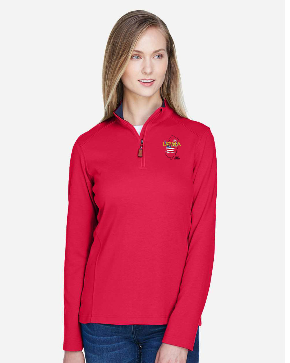 NEW JERSEY State Logo Ladies Embroidered Performance Quarter-Zip Pullover