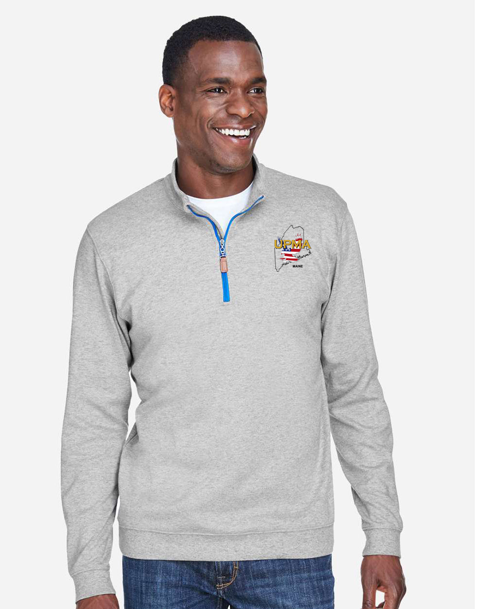 MAINE State Logo Men's Embroidered Performance Quarter-Zip Pullover