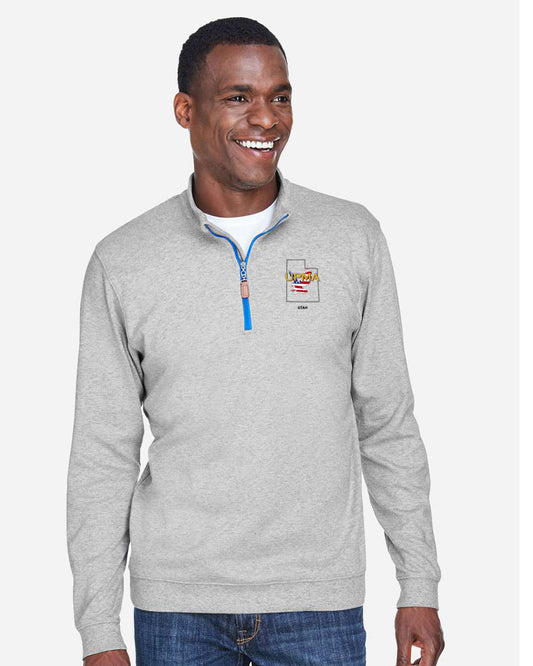 UTAH State Logo Men's Embroidered Performance Quarter-Zip Pullover
