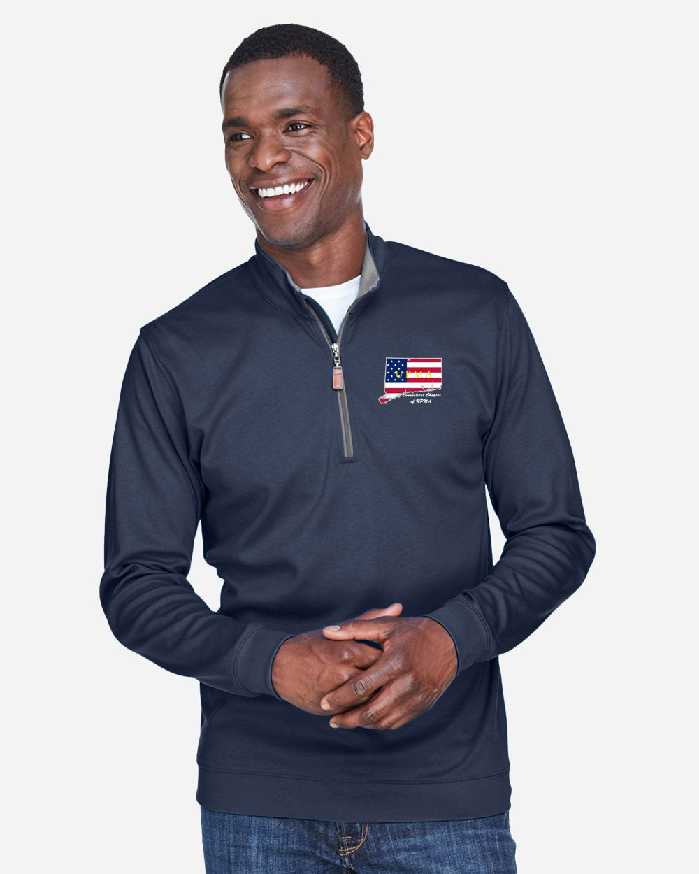 CONNECTICUT State Logo Men's Embroidered Performance Quarter-Zip Pullover