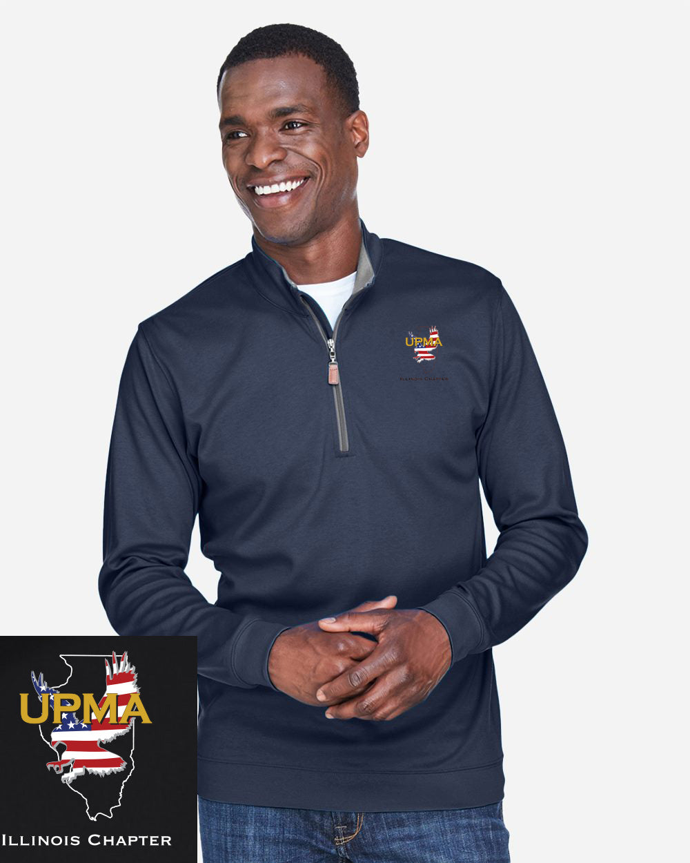 ILLINOIS Logo Men's Embroidered Performance Quarter-Zip Pullover