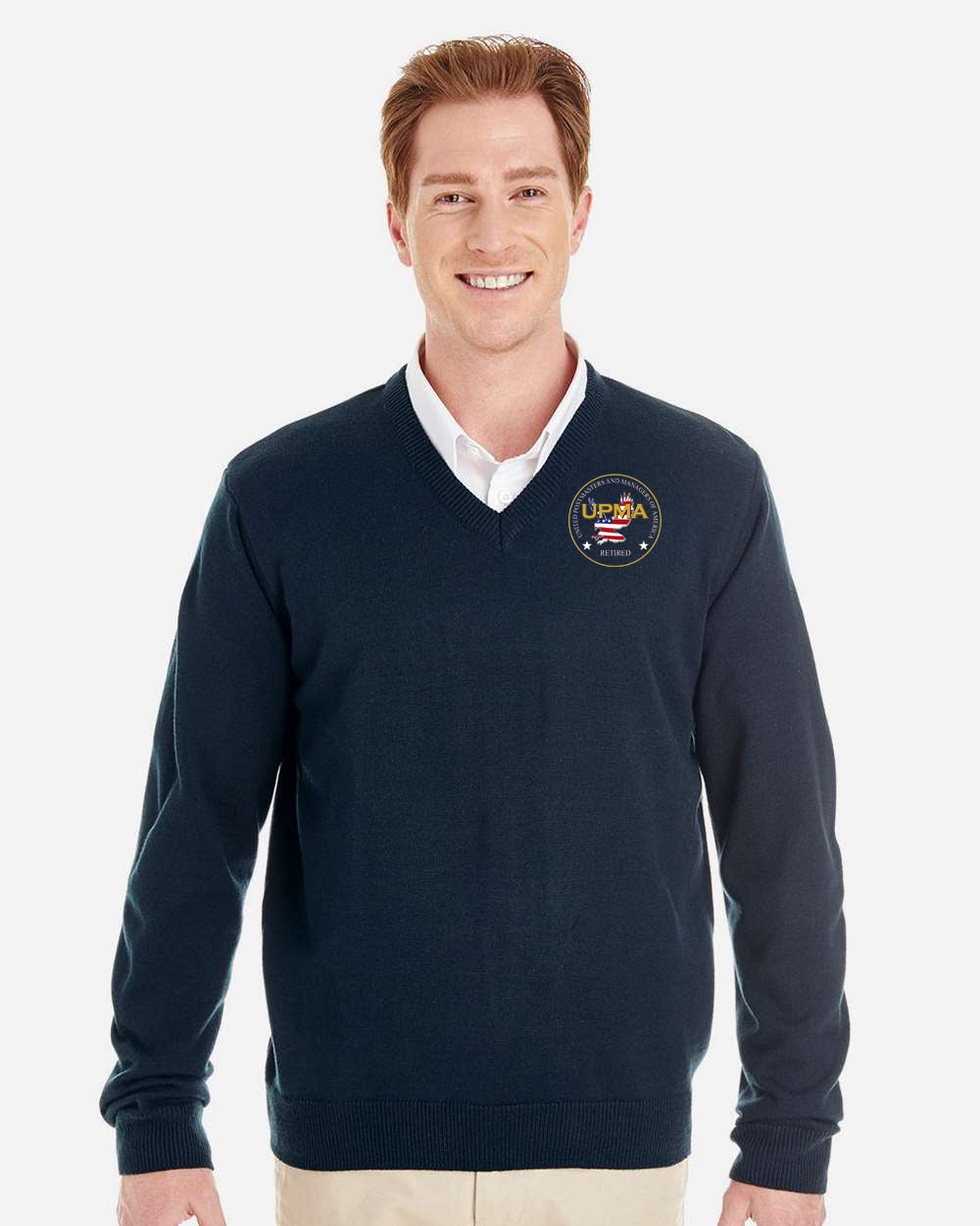 RETIRED Embroidered Unisex Pilbloc™ V-Neck Sweater
