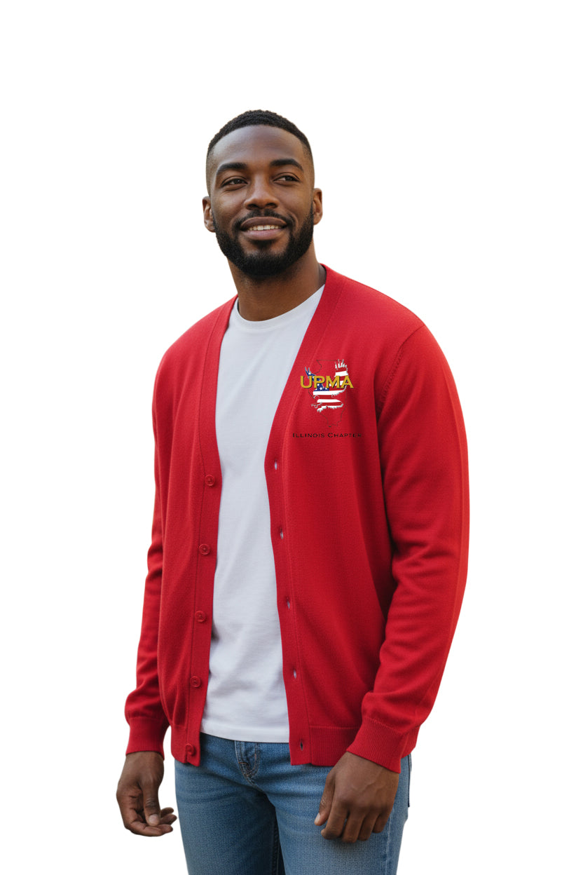 ILLINOIS Embroidered Men's  Classics  Button Cardigan Sweater