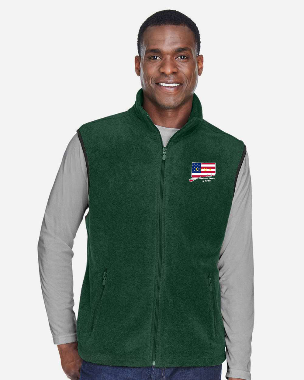CONNECTICUT Embroidered Unisex Fleece Full-Zip Vest