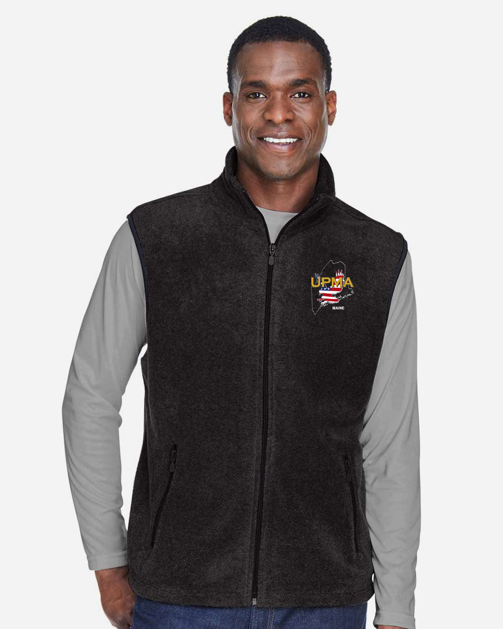 MAINE Embroidered Unisex Fleece Full-Zip Vest