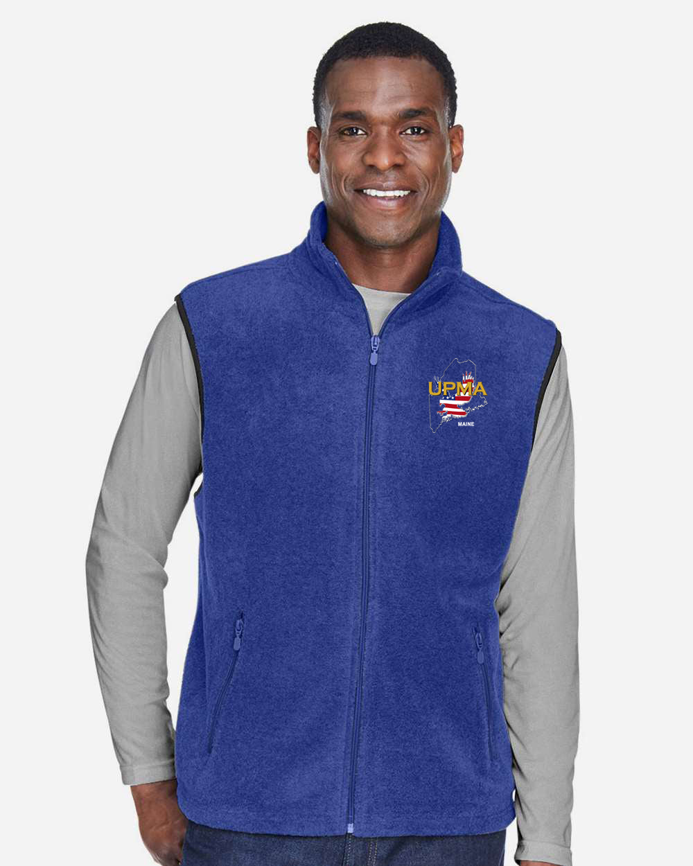 MAINE Embroidered Unisex Fleece Full-Zip Vest