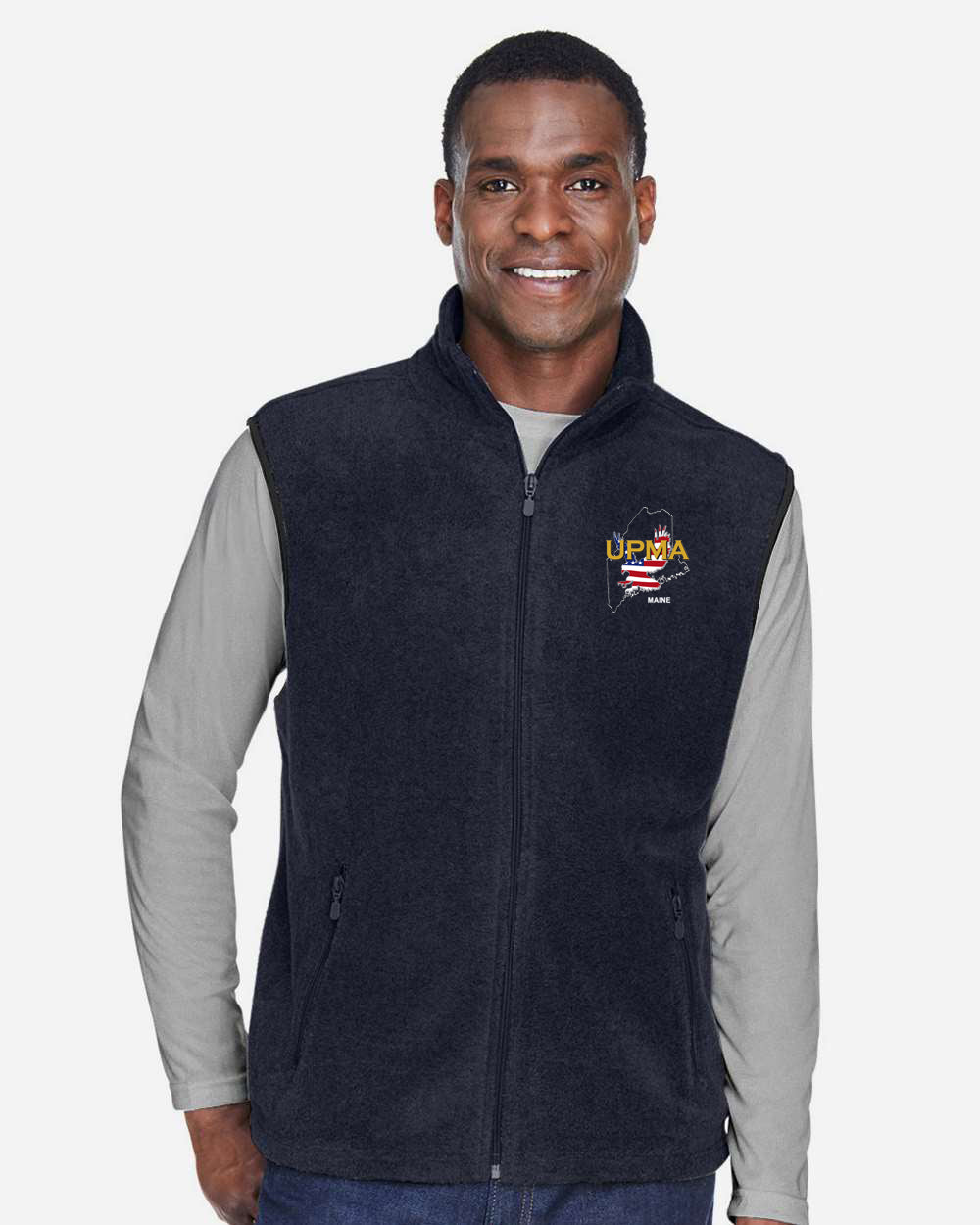 MAINE Embroidered Unisex Fleece Full-Zip Vest