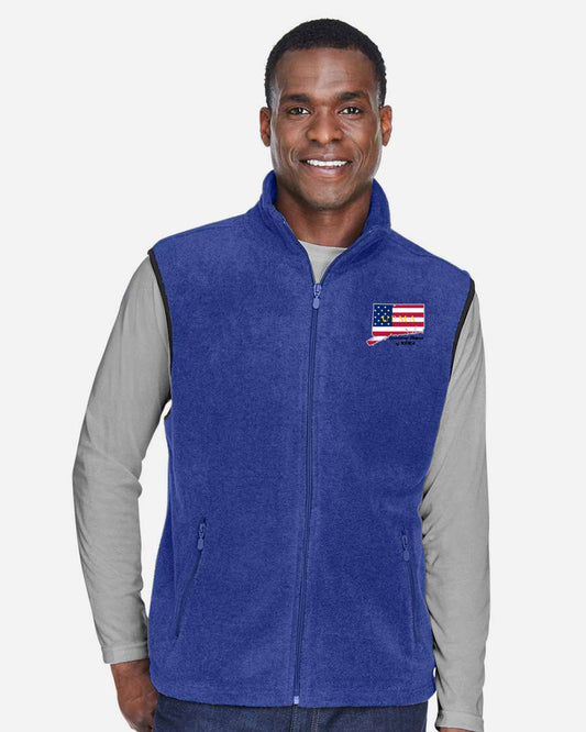 CONNECTICUT Embroidered Unisex Fleece Full-Zip Vest