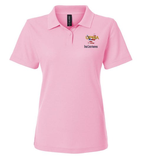 Laides Performance Polo Embroidered National Logo BREAST CANCER AWARENESS
